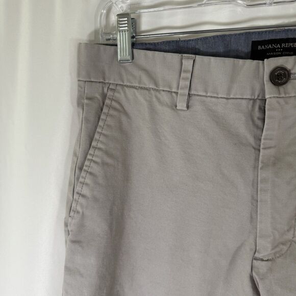 Banana Republic Mason Chino Men's 31x32 Grey Flat Front Cotton Blend Pockets - Picture 4 of 12
